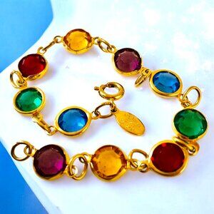 Vintage Genuine Austrian Crystal Bracelet Multi-Colored Made in USA